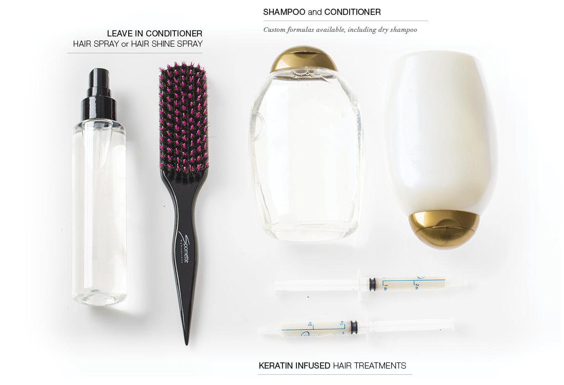 Hair Care Products - Leave in Conditioner, Hair Spray and Hair Shine Spray, Keratin Infused Hair Treatments, Shampoo and Conditioner